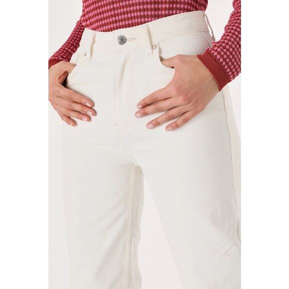 Free People The Pacifica High Rise Slim Straight Leg Jeans Ivory Size 30 NWT - Picture 3 of 9